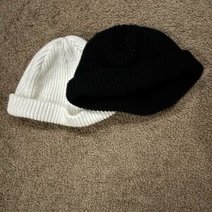 Black and White Knit Beanies